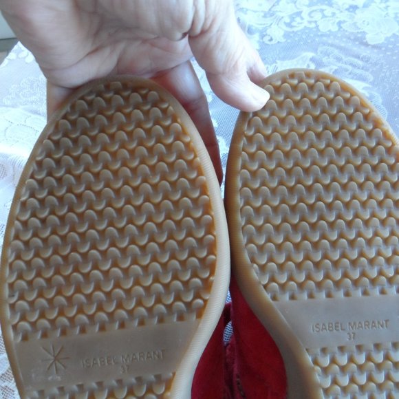 New Isabel Marant Raspberry Bobby Suede Leather Sneakers SIze 37 - Picture 14 of 15